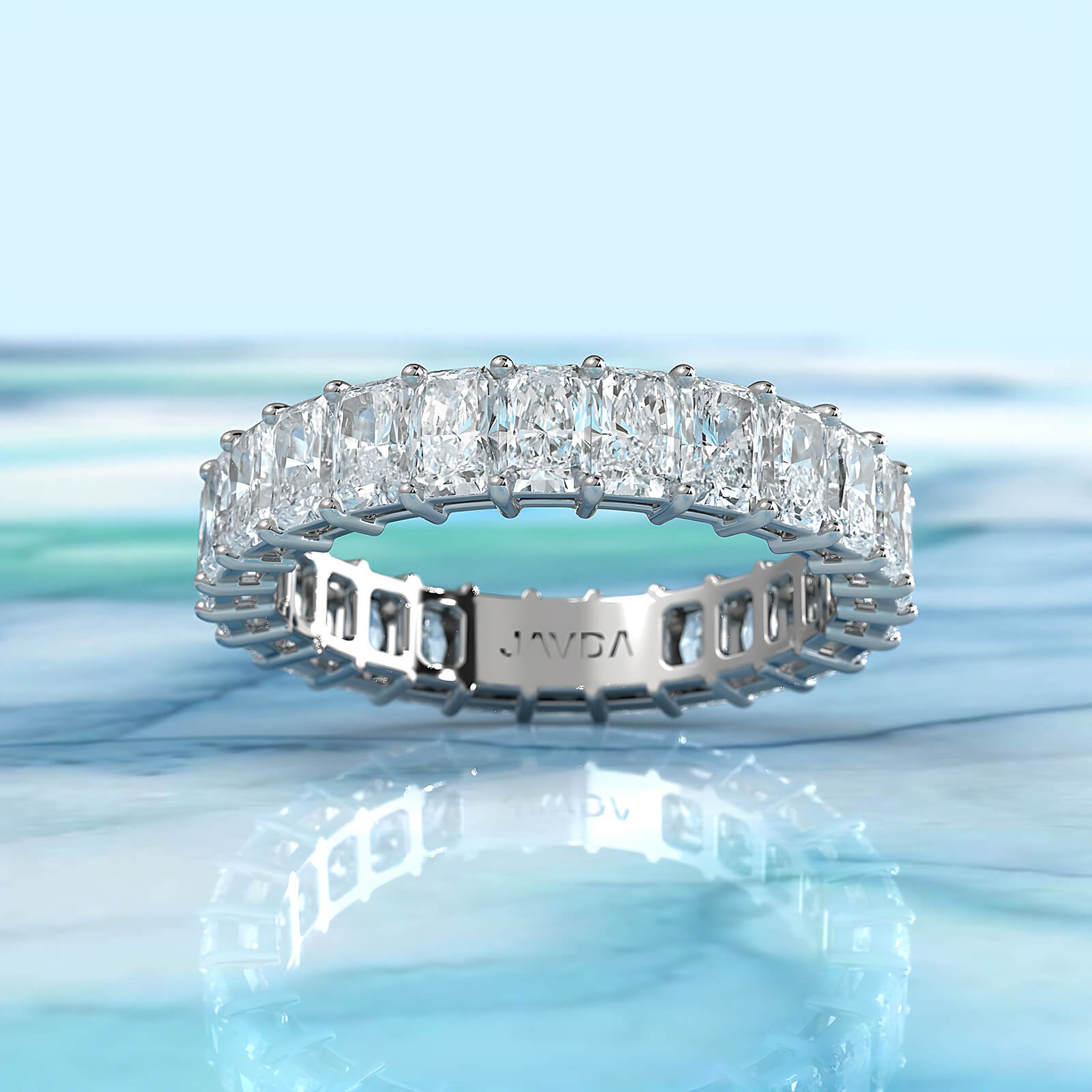 Radiant Cut Lab Diamond Shared Prong Women's Eternity Wedding Band 3.75 mm 3.60ctw.