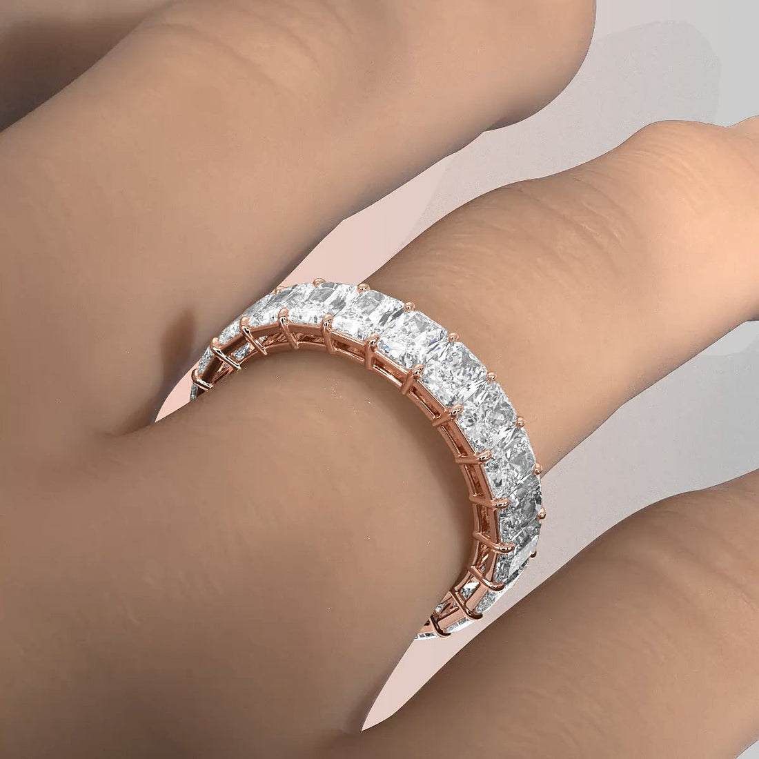 Shared Prong Radiant Lab Diamond Women's Eternity Wedding Band 4.25 mm 4.80ctw.