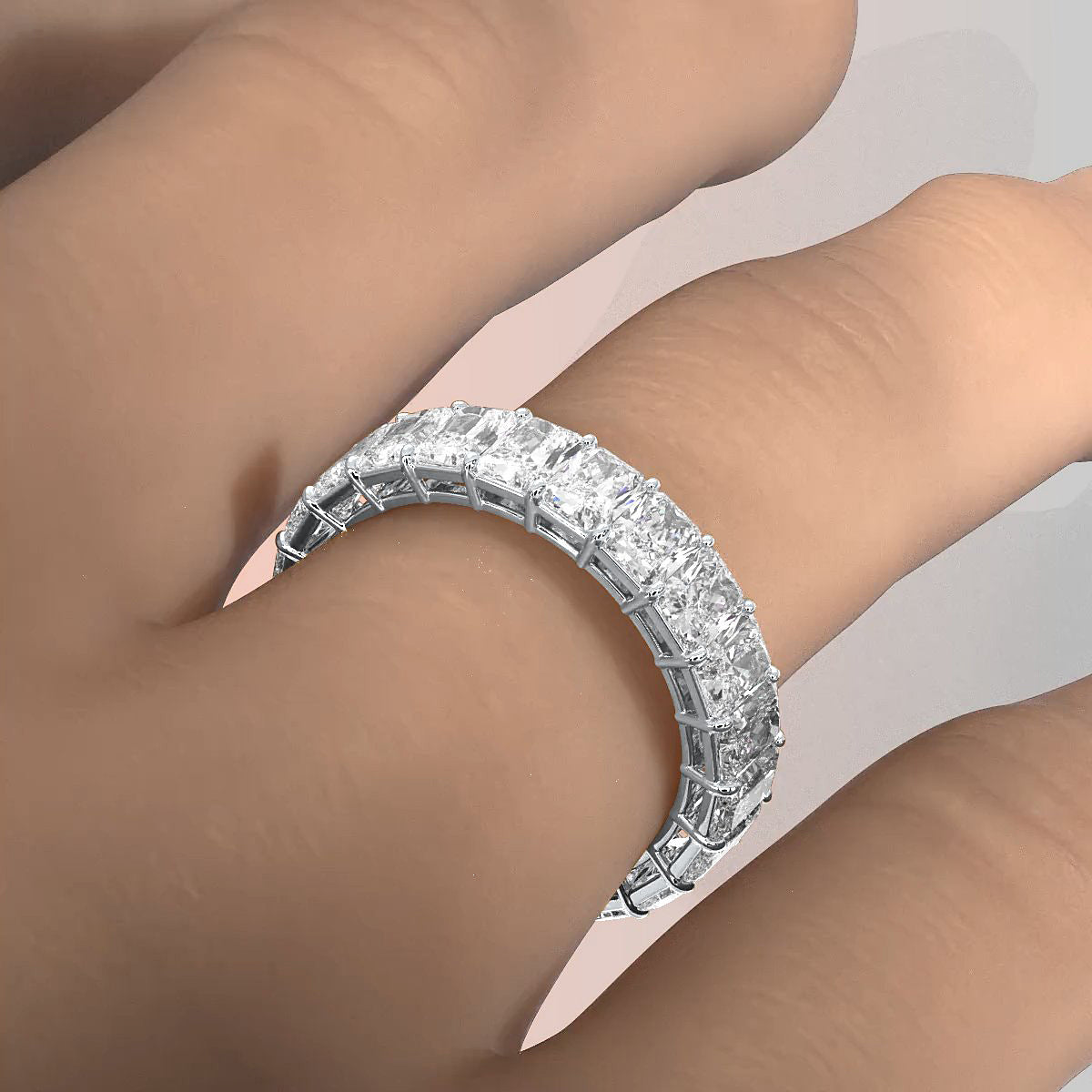 Shared Prong Radiant Lab Diamond Women's Eternity Wedding Band 4.25 mm 4.80ctw.