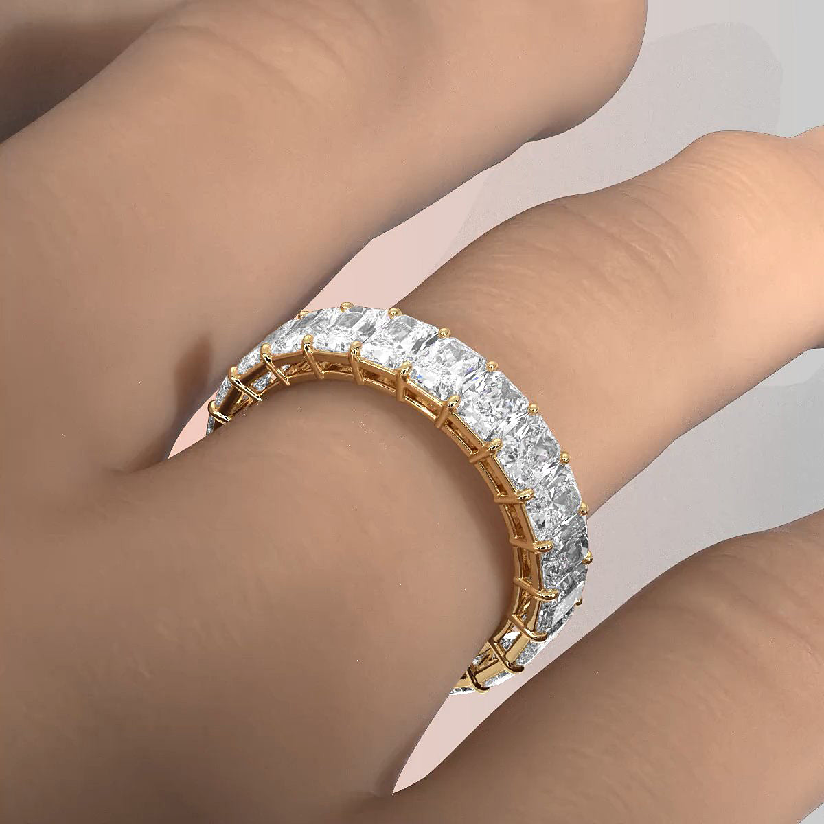 Shared Prong Radiant Lab Diamond Women's Eternity Wedding Band 4.25 mm 4.80ctw.