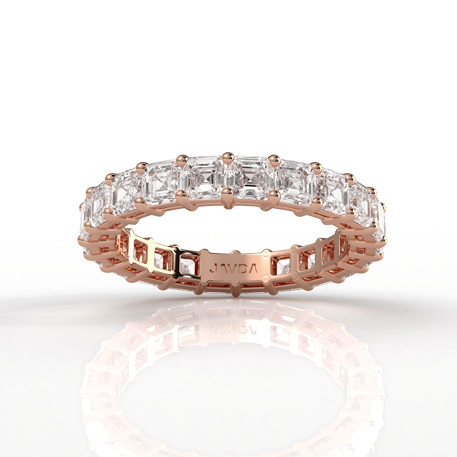 Asscher Cut Shared Prong Lab Diamond Women's Eternity Wedding Band 3 mm 3.4ctw.