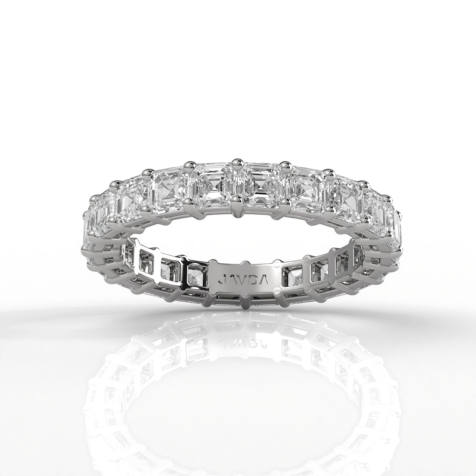 Asscher Cut Shared Prong Lab Diamond Women's Eternity Wedding Band 3 mm 3.4ctw.