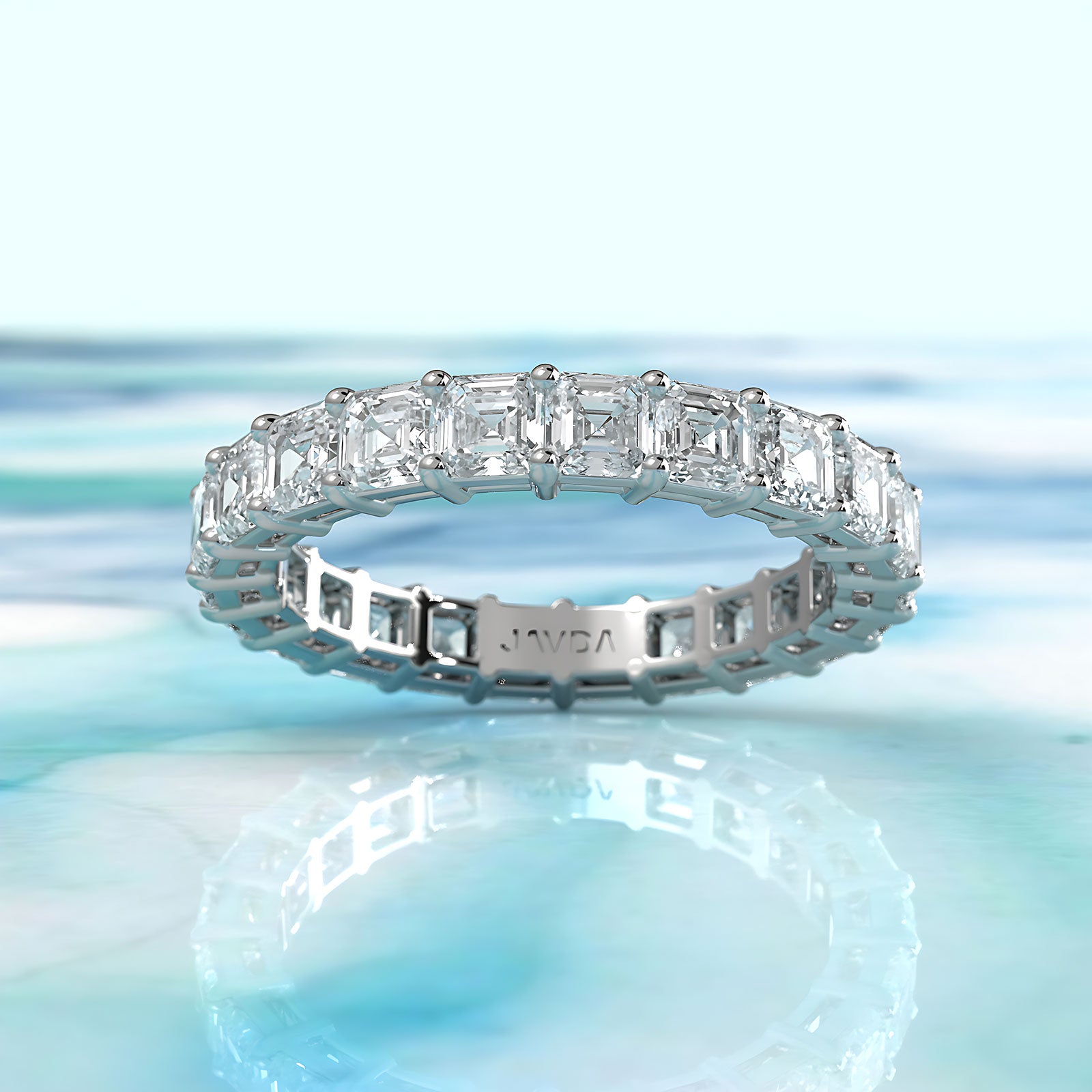 Asscher Cut Shared Prong Lab Diamond Women's Eternity Wedding Band 3 mm 3.4ctw.