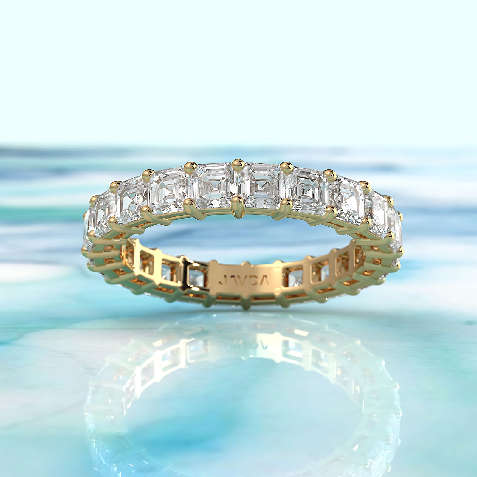 Asscher Cut Shared Prong Lab Diamond Women's Eternity Wedding Band 3 mm 3.4ctw.