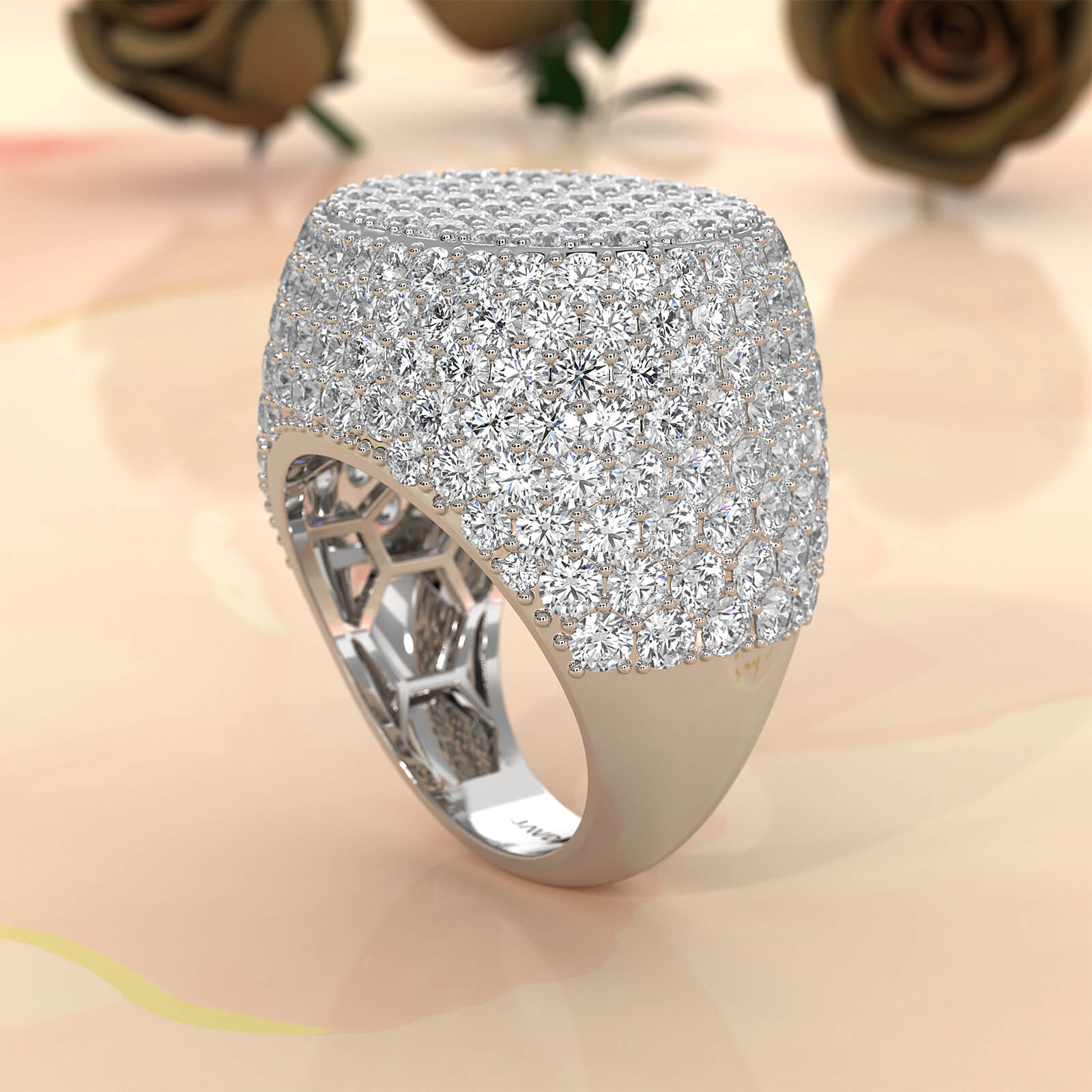 Circle of Glamour Men's 14K White Gold Lab Diamond Ring 11.5ctw