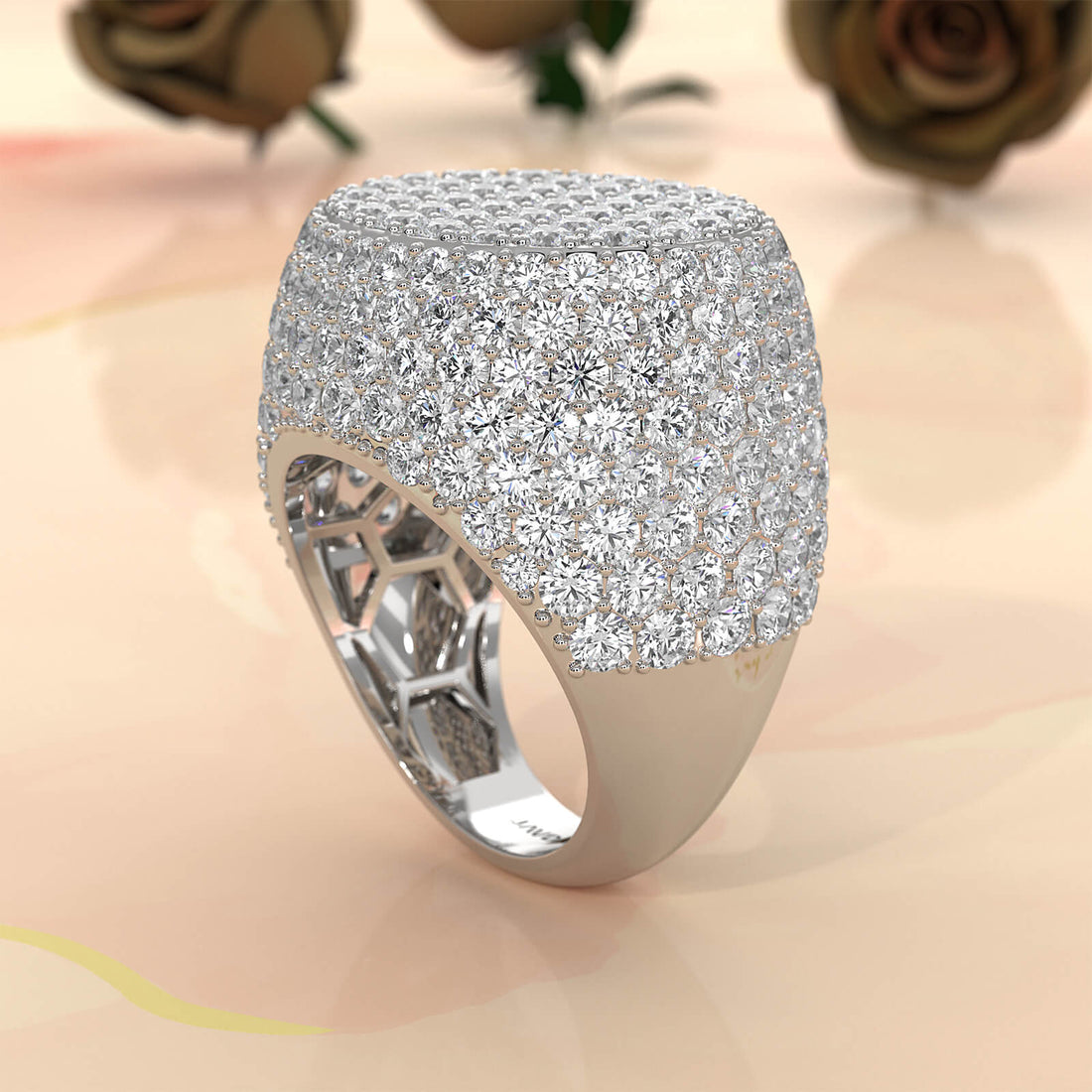 Circle of Glamour Men's 14K White Gold Lab Diamond Ring 11.5ctw