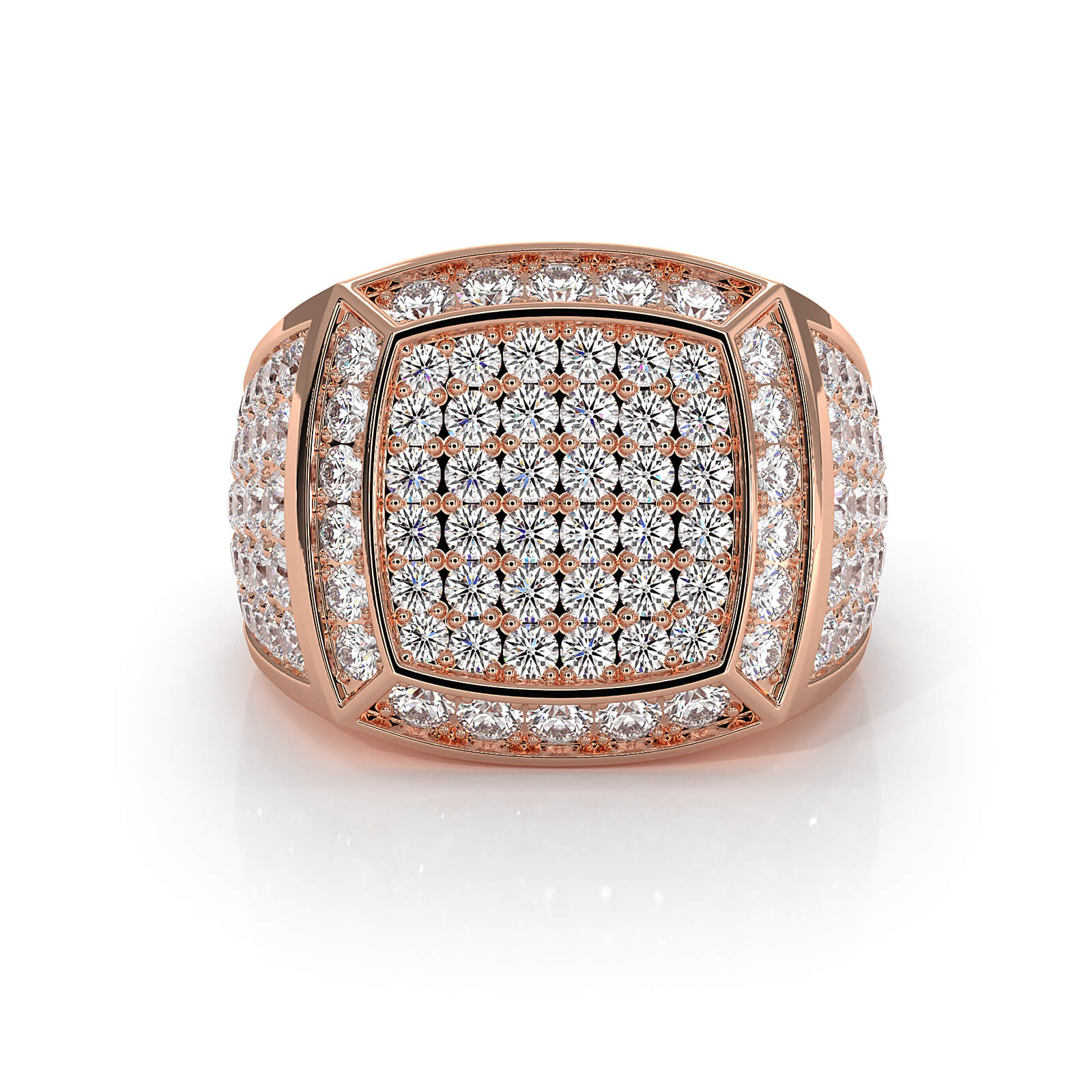 Modern Edge 14K White Gold Men's Square Lab Diamond Ring 3.11ctw