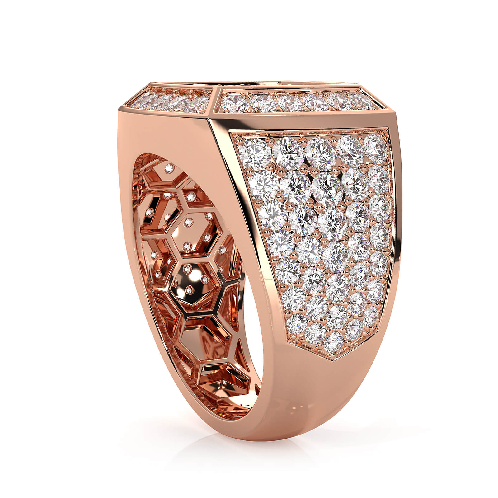 Modern Edge 14K White Gold Men's Square Lab Diamond Ring 3.11ctw