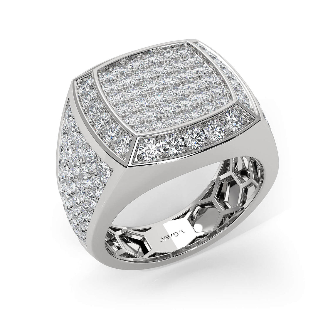 Modern Edge 14K White Gold Men's Square Lab Diamond Ring 3.11ctw