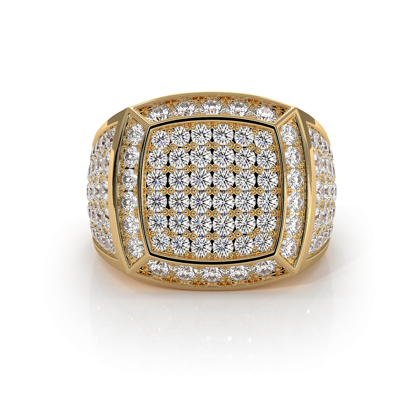 Modern Edge 14K White Gold Men's Square Lab Diamond Ring 3.11ctw