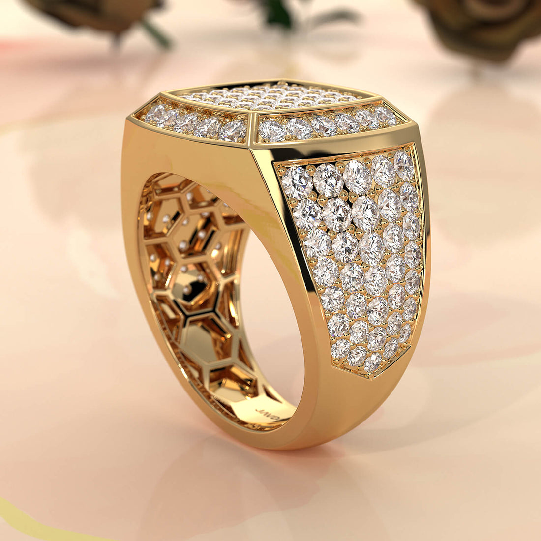 Modern Edge 14K White Gold Men's Square Lab Diamond Ring 3.11ctw