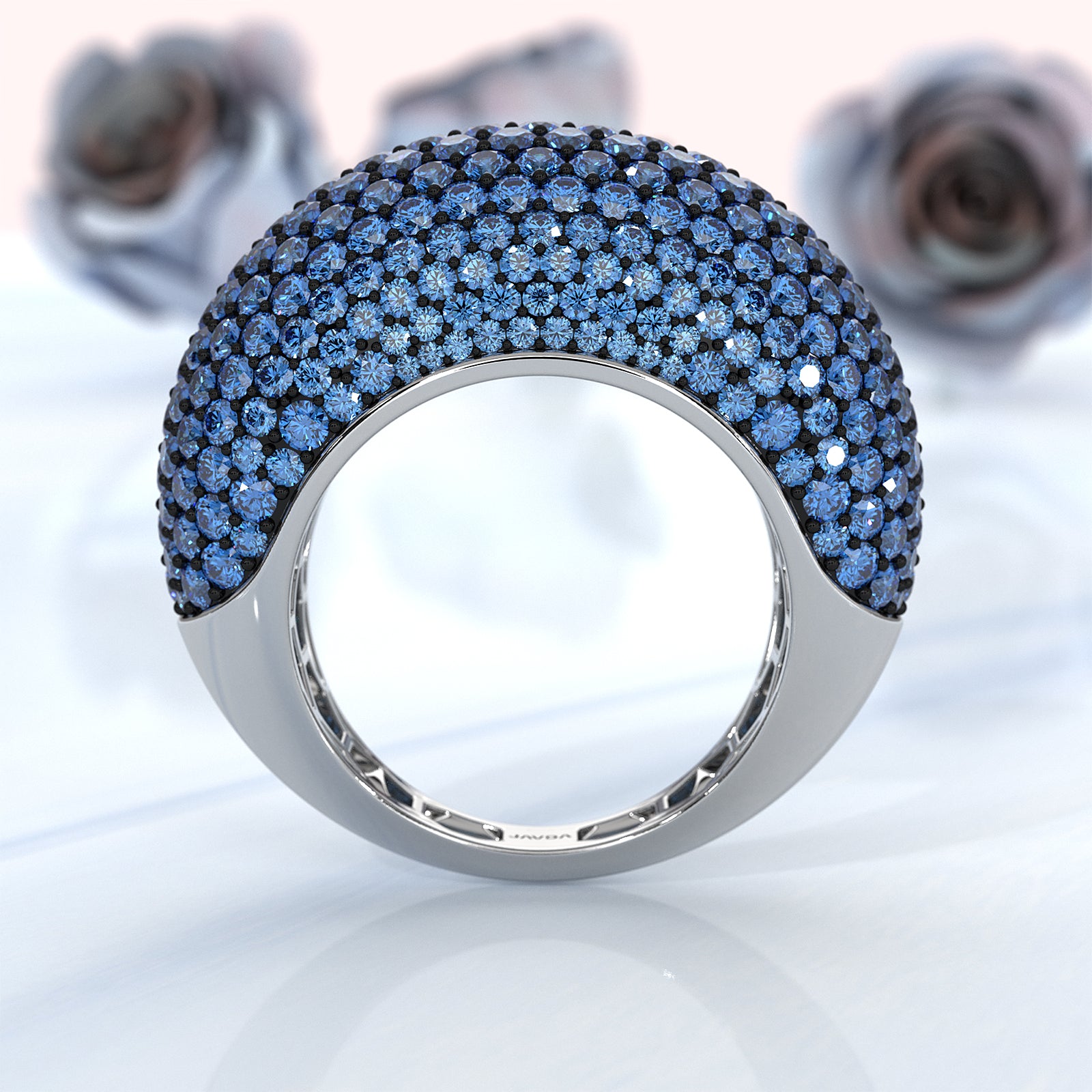 Dome Micro Pave Diamond Cocktail Ring 4.87ctw 14K White Gold | Women's Luxury Wedding Band | Javda