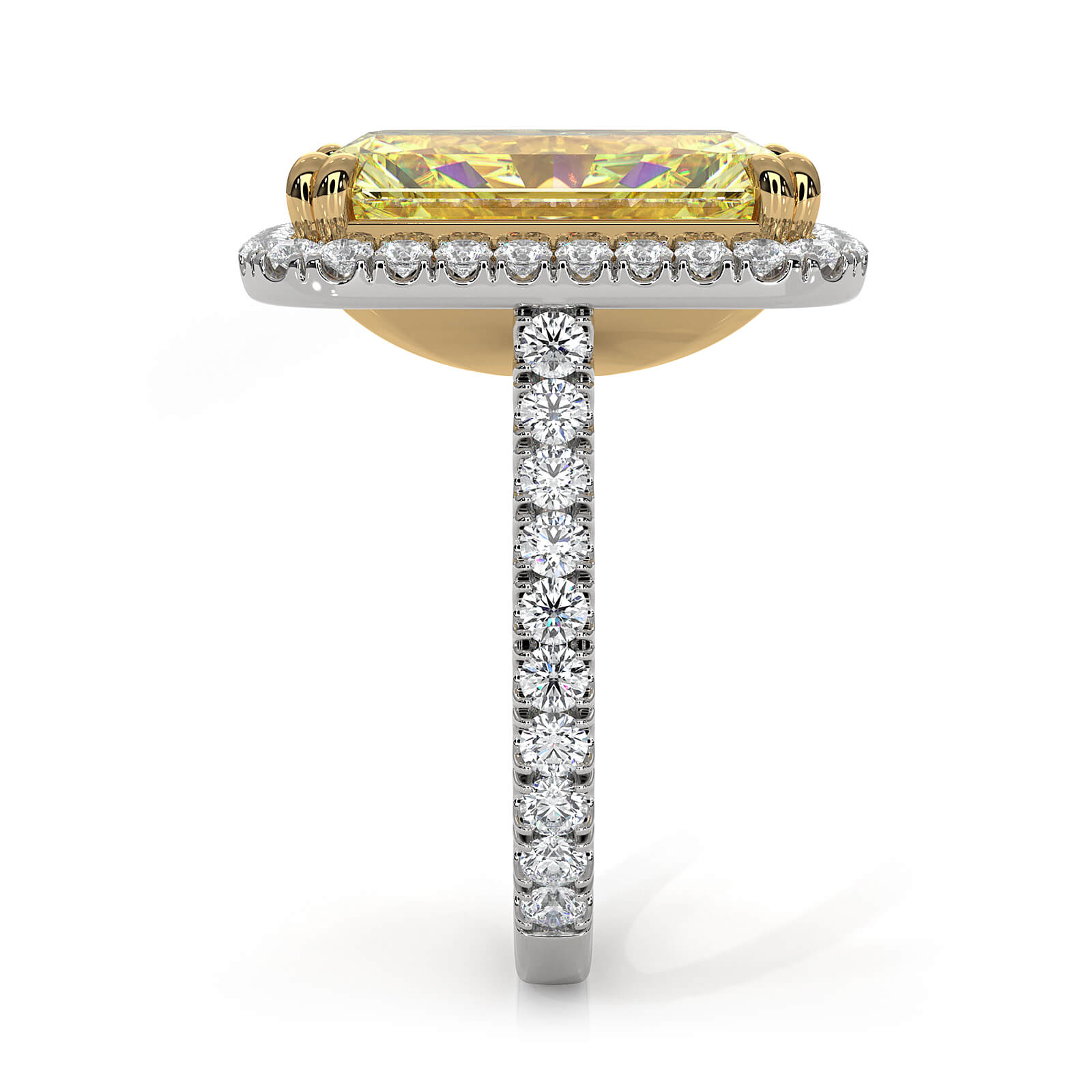 Radiant Fancy Yellow Diamond 14K 2tone Engagement Ring IGI Certified 11.06ctw