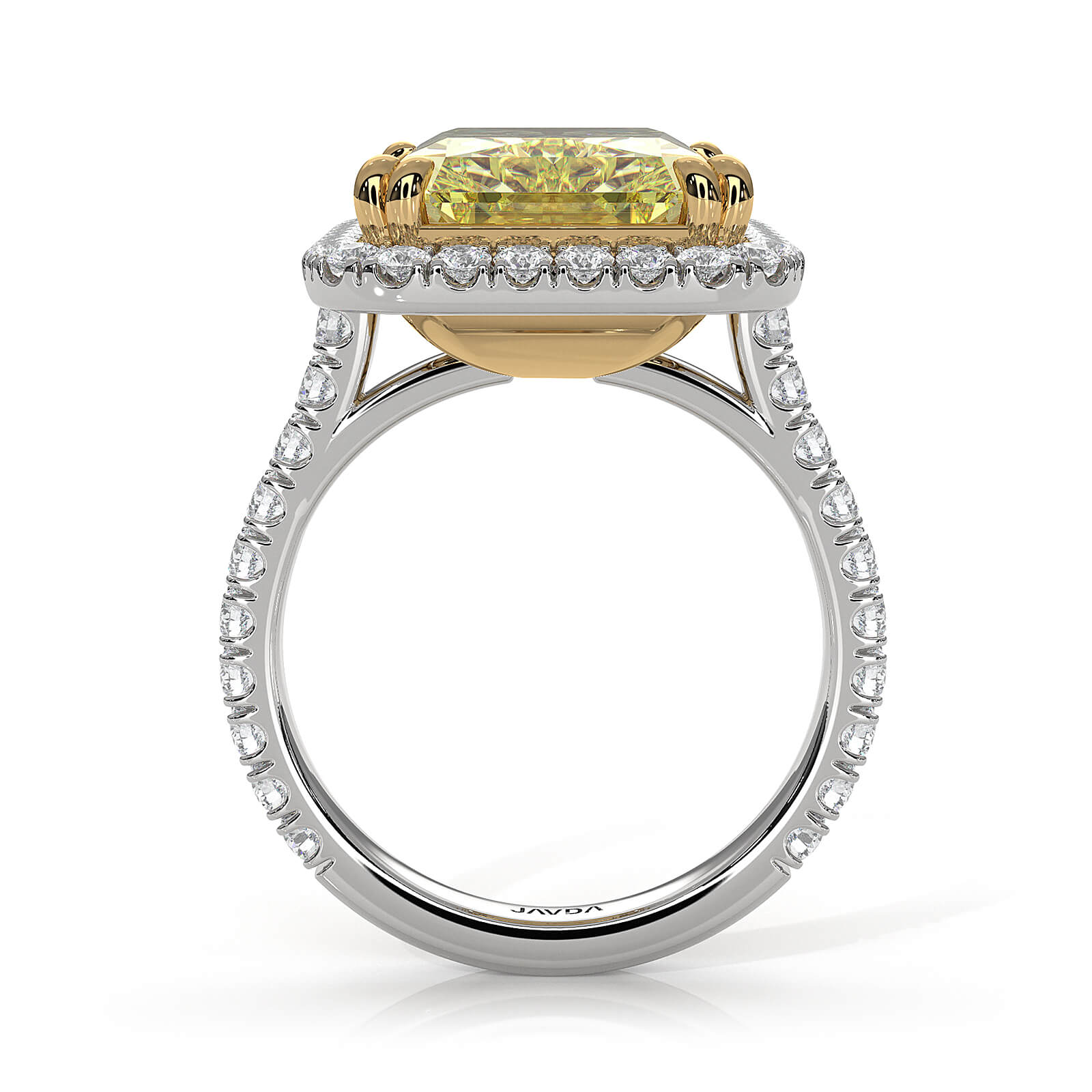 Radiant Fancy Yellow Diamond 14K 2tone Engagement Ring IGI Certified 11.06ctw