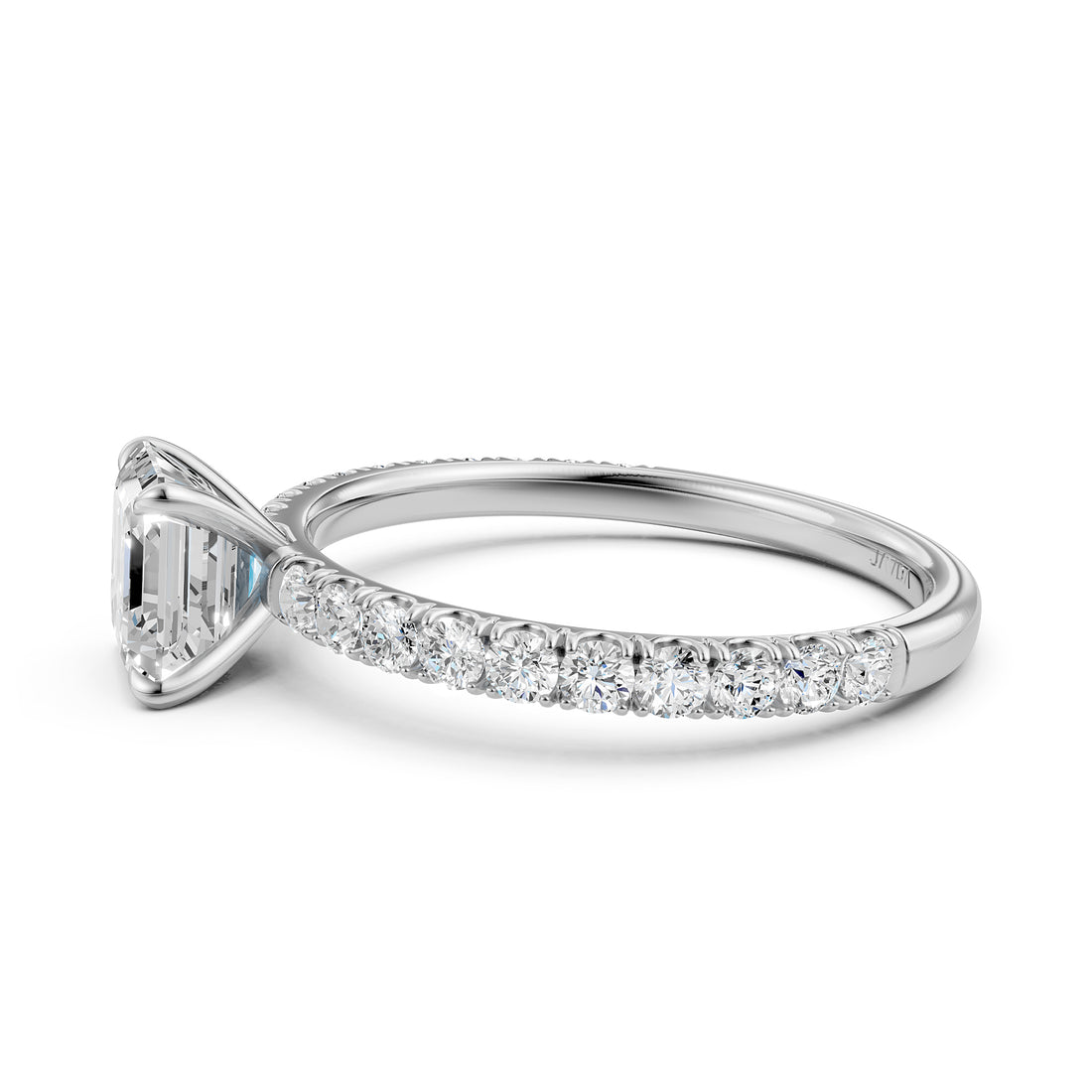 Asscher Diamond Engagement U Cut Prong Setting Ring 14K White Gold