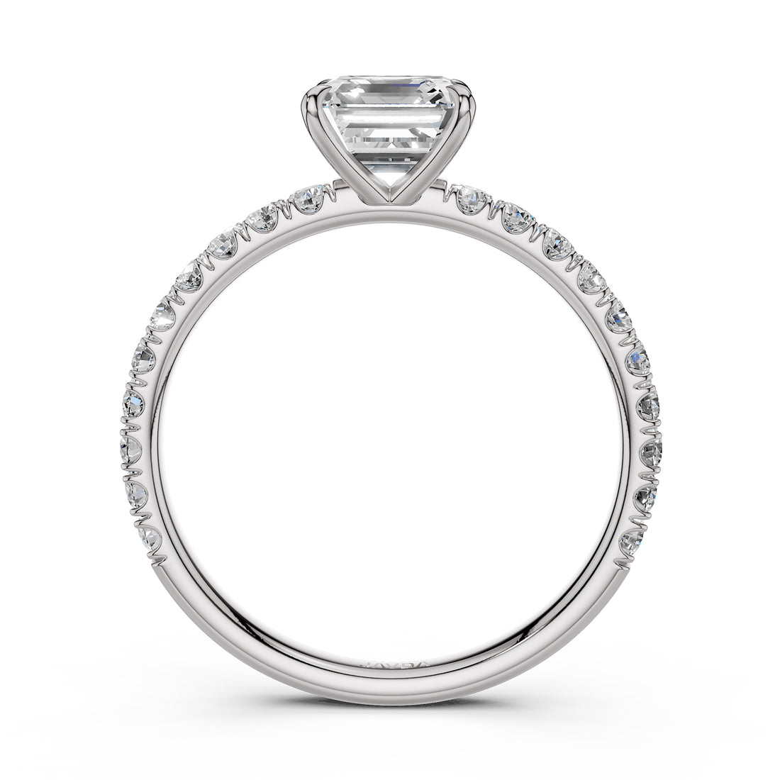 Asscher Diamond Engagement U Cut Prong Setting Ring 14K White Gold