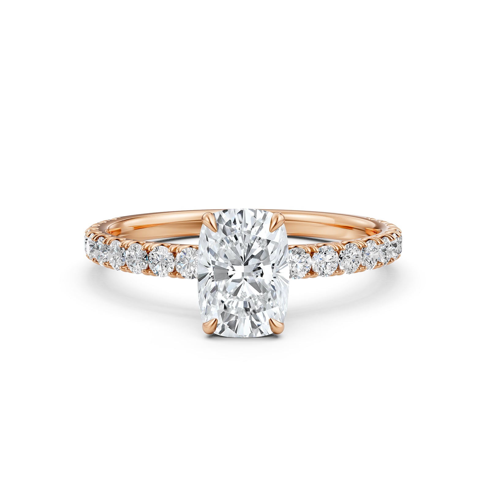 Cushion Lab Grown Diamond Engagement U Cut Prong Setting Ring