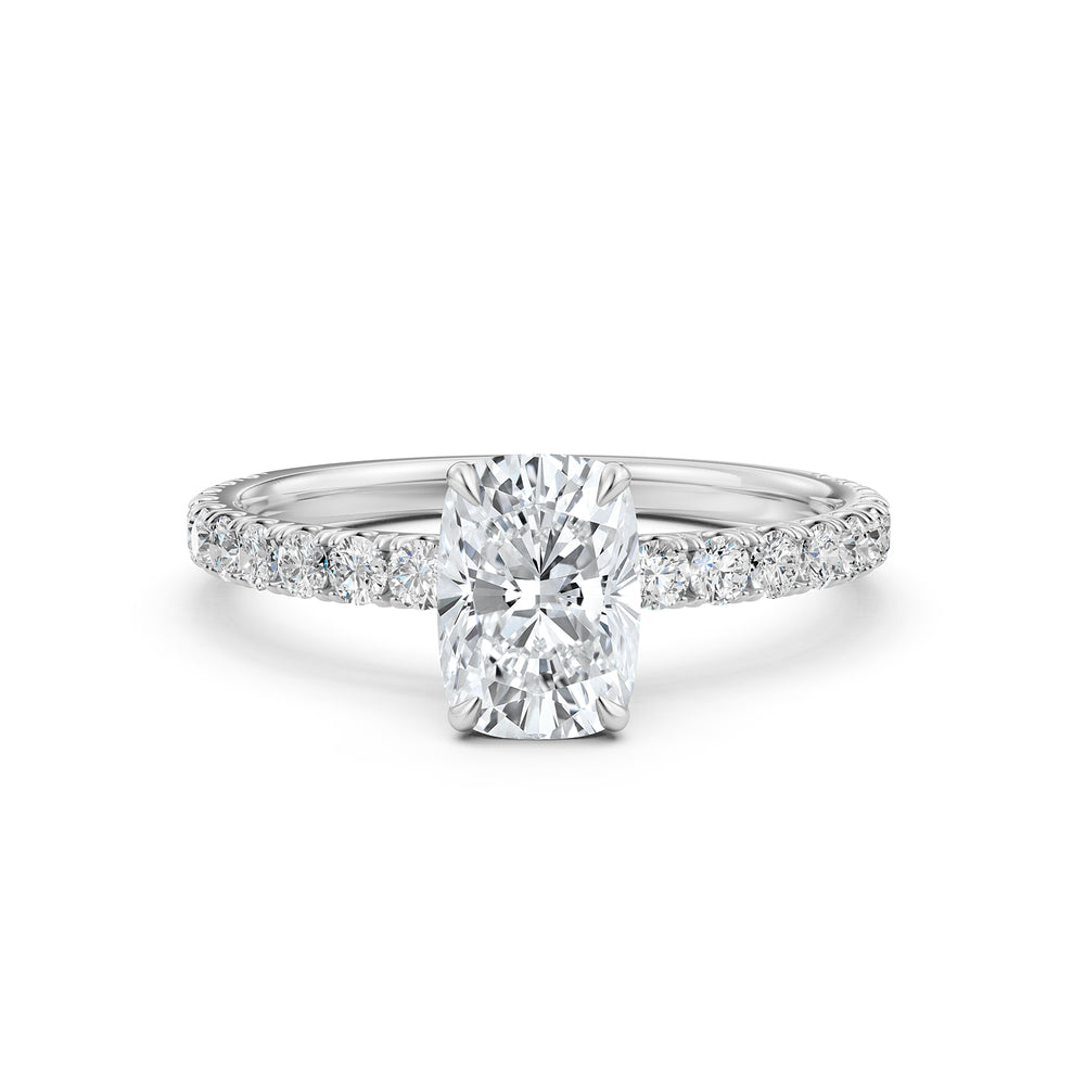 Cushion Lab Grown Diamond Engagement U Cut Prong Setting Ring