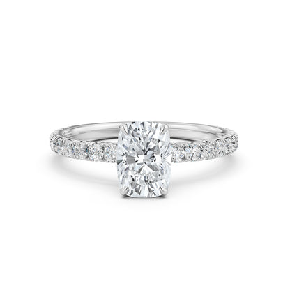 Cushion Lab Grown Diamond Engagement U Cut Prong Setting Ring