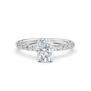 Cushion Lab Grown Diamond Engagement U Cut Prong Setting Ring