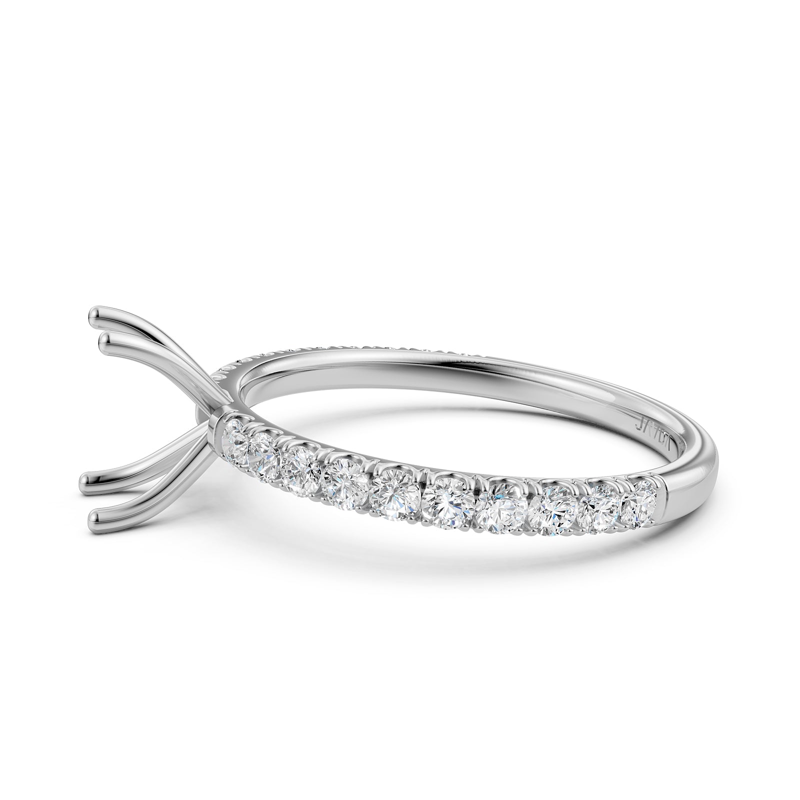 Round Lab Grown Diamond Engagement Prong Setting Ring Semi Mount 0.47 Ct.