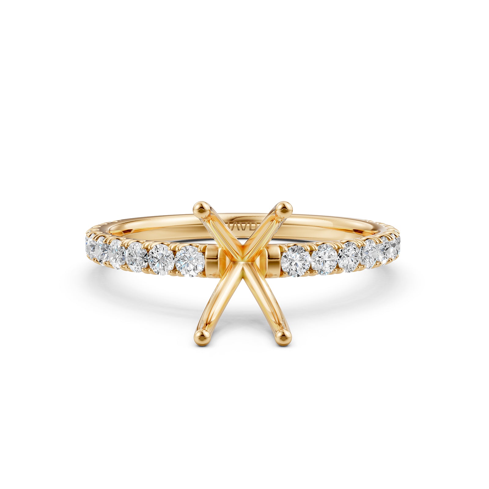 Round Lab Grown Diamond Engagement Prong Setting Ring Semi Mount 0.47 Ct.