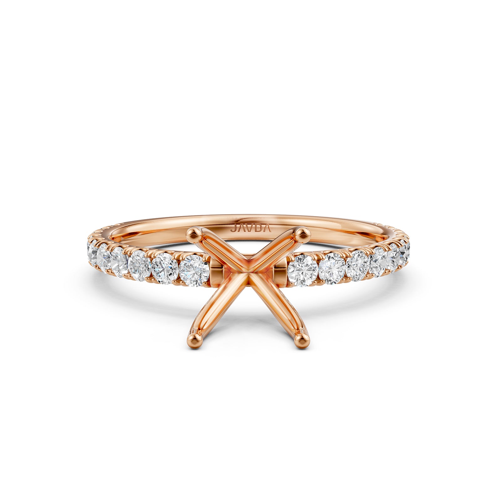 Round Lab Grown Diamond Engagement Prong Setting Ring Semi Mount 0.47 Ct.