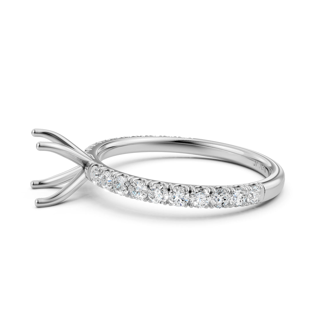 Round Lab Grown Diamond Engagement Prong Setting Ring Semi Mount 0.47 Ct.
