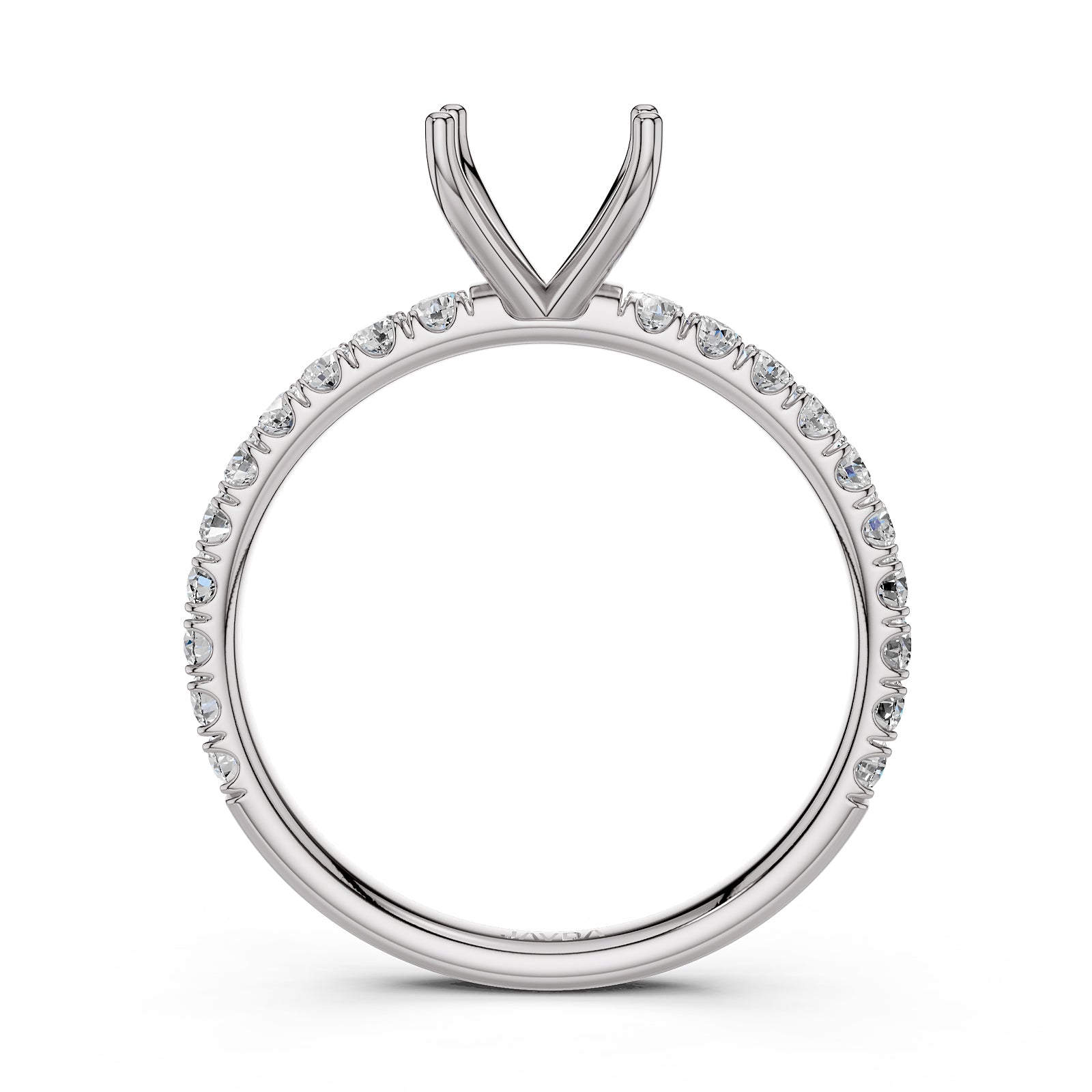 Round Lab Grown Diamond Engagement Prong Setting Ring Semi Mount 0.47 Ct.