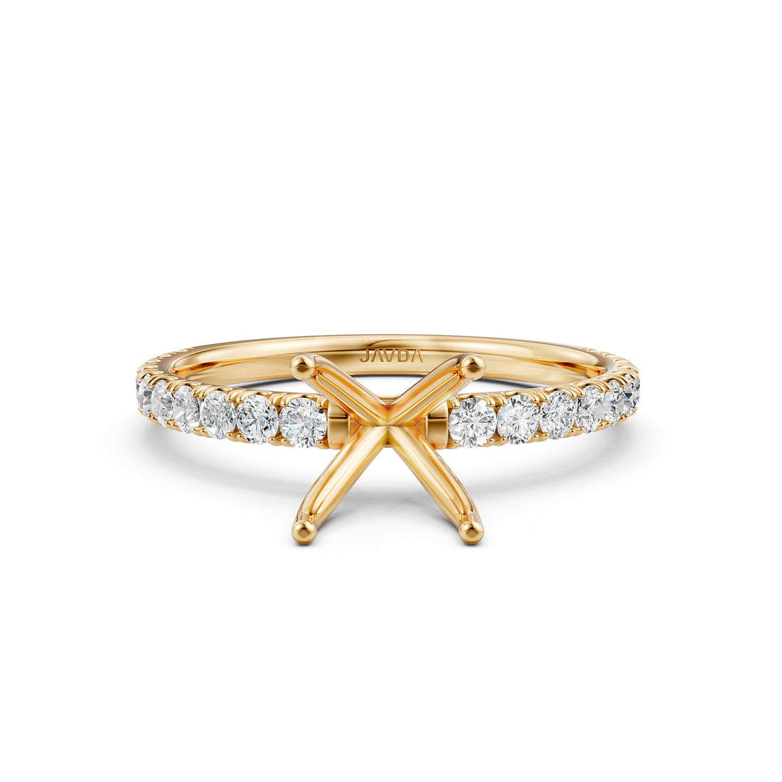 Round Lab Grown Diamond Engagement Prong Setting Ring Semi Mount 0.47 Ct.