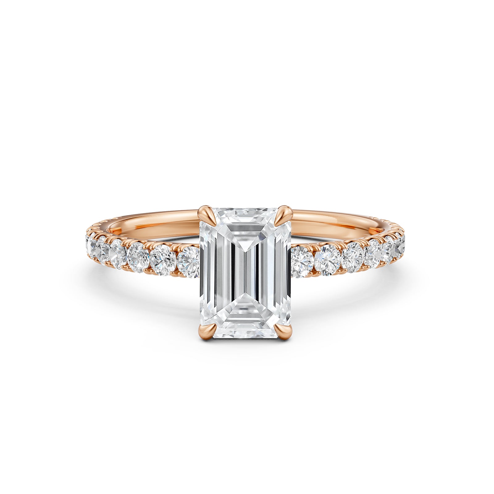 Emerald Lab Grown Diamond Engagement U Cut Prong Set Ring