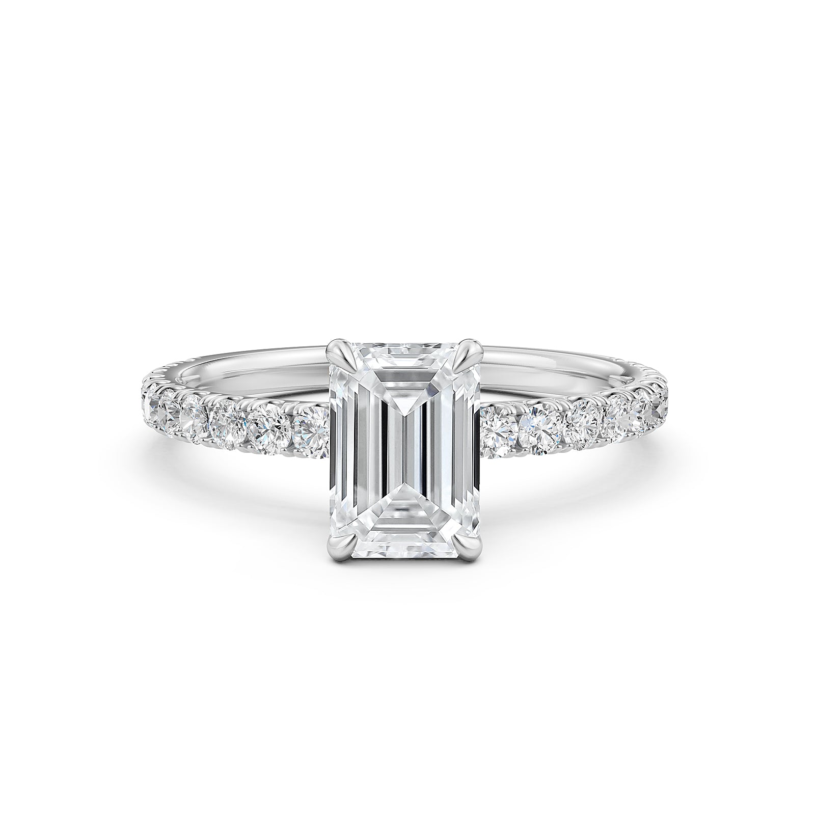 Emerald Lab Grown Diamond Engagement U Cut Prong Set Ring