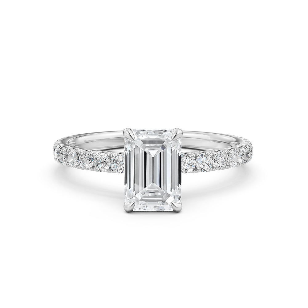 Emerald Lab Grown Diamond Engagement U Cut Prong Set Ring