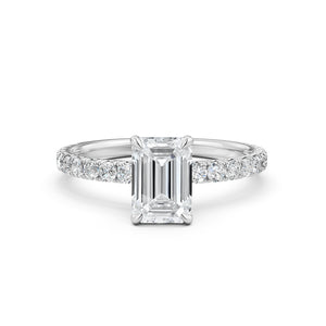 Emerald Lab Grown Diamond Engagement U Cut Prong Set Ring