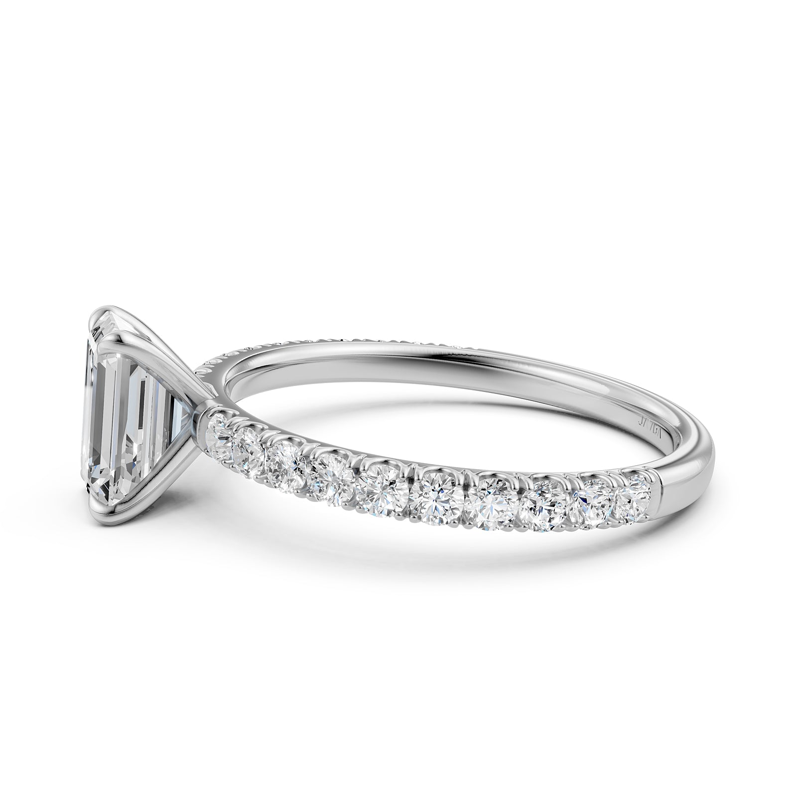 Emerald Lab Grown Diamond Engagement U Cut Prong Set Ring