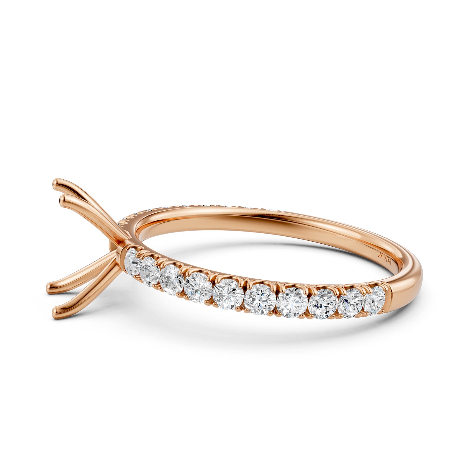 Round Lab Grown Diamond Engagement Prong Setting Ring Semi Mount 0.47 Ct.