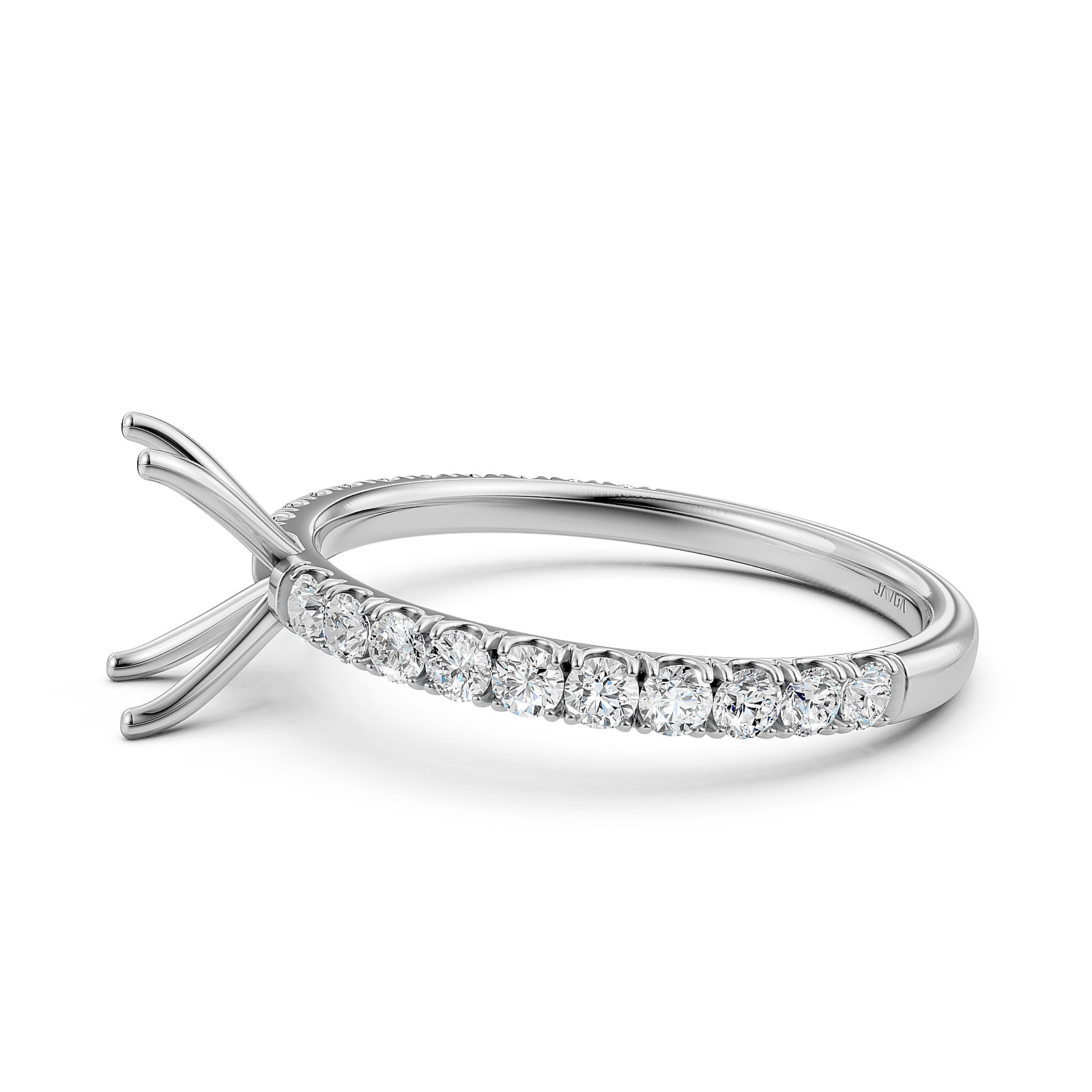 Round Lab Grown Diamond Engagement Prong Setting Ring Semi Mount 0.47 Ct.