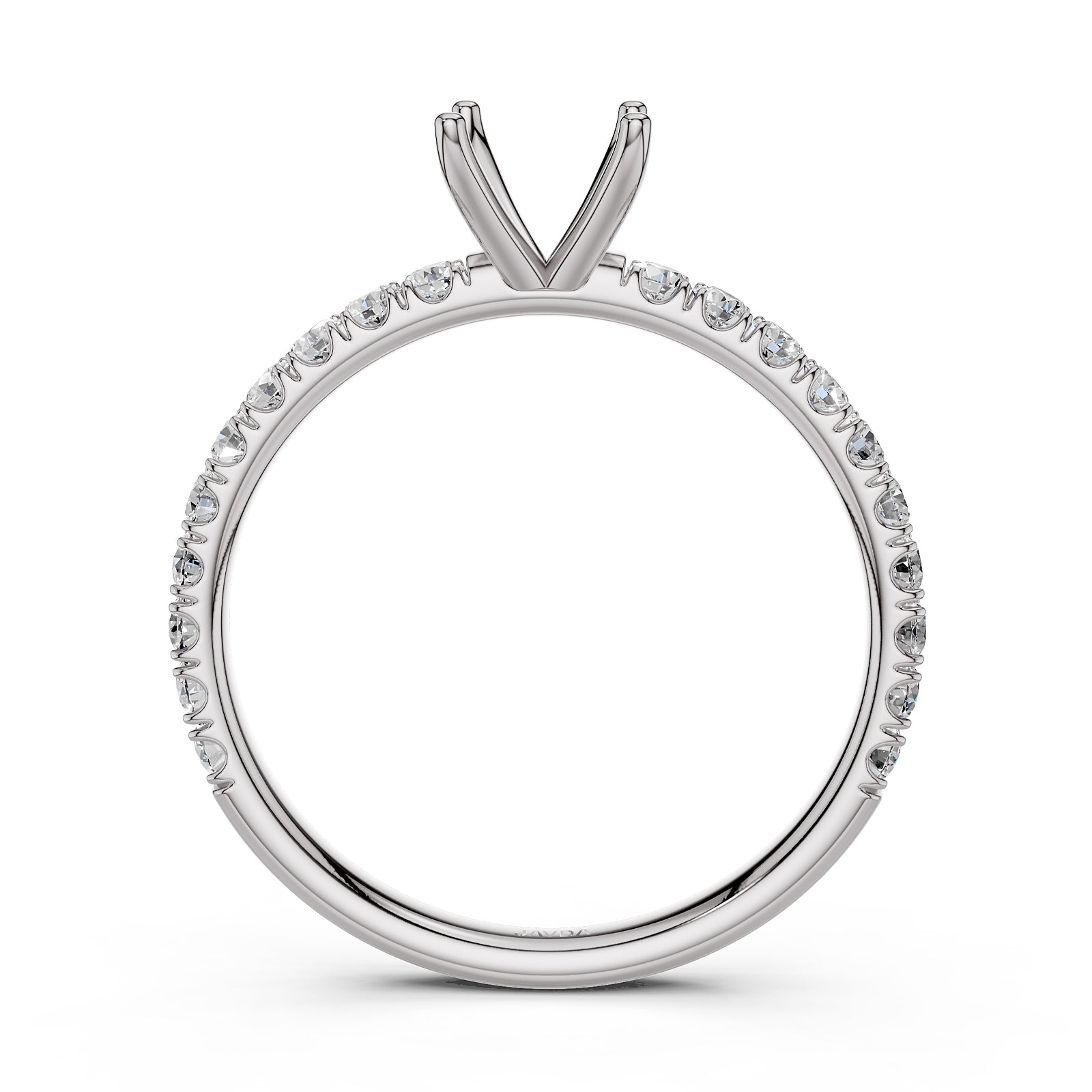 Round Lab Grown Diamond Engagement Prong Setting Ring Semi Mount 0.47 Ct.