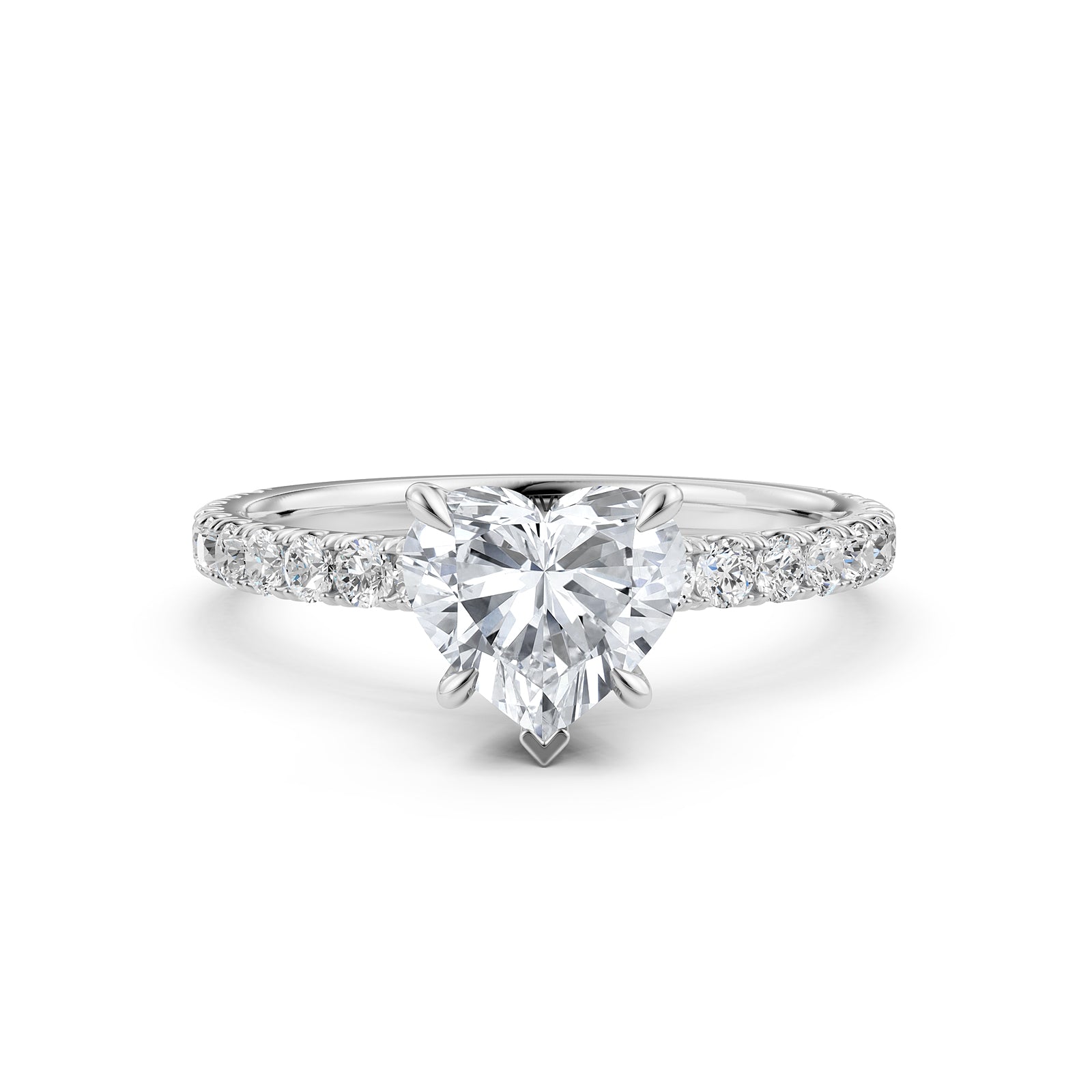 Heart Lab Grown Diamond Engagement U Cut Prong Setting Ring