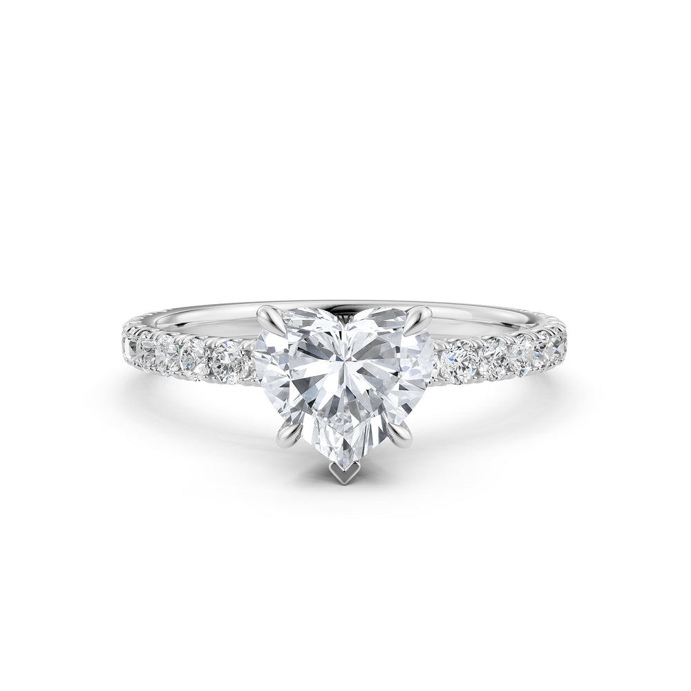 Heart Lab Grown Diamond Engagement U Cut Prong Setting Ring