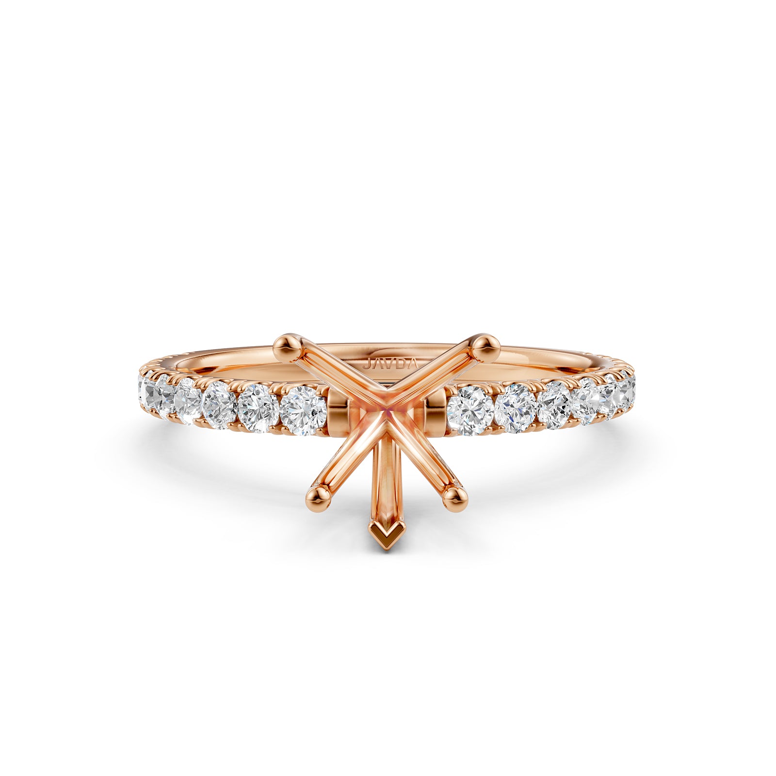 Round Lab Grown Diamond Engagement Prong Setting Ring Semi Mount 0.47 Ct.