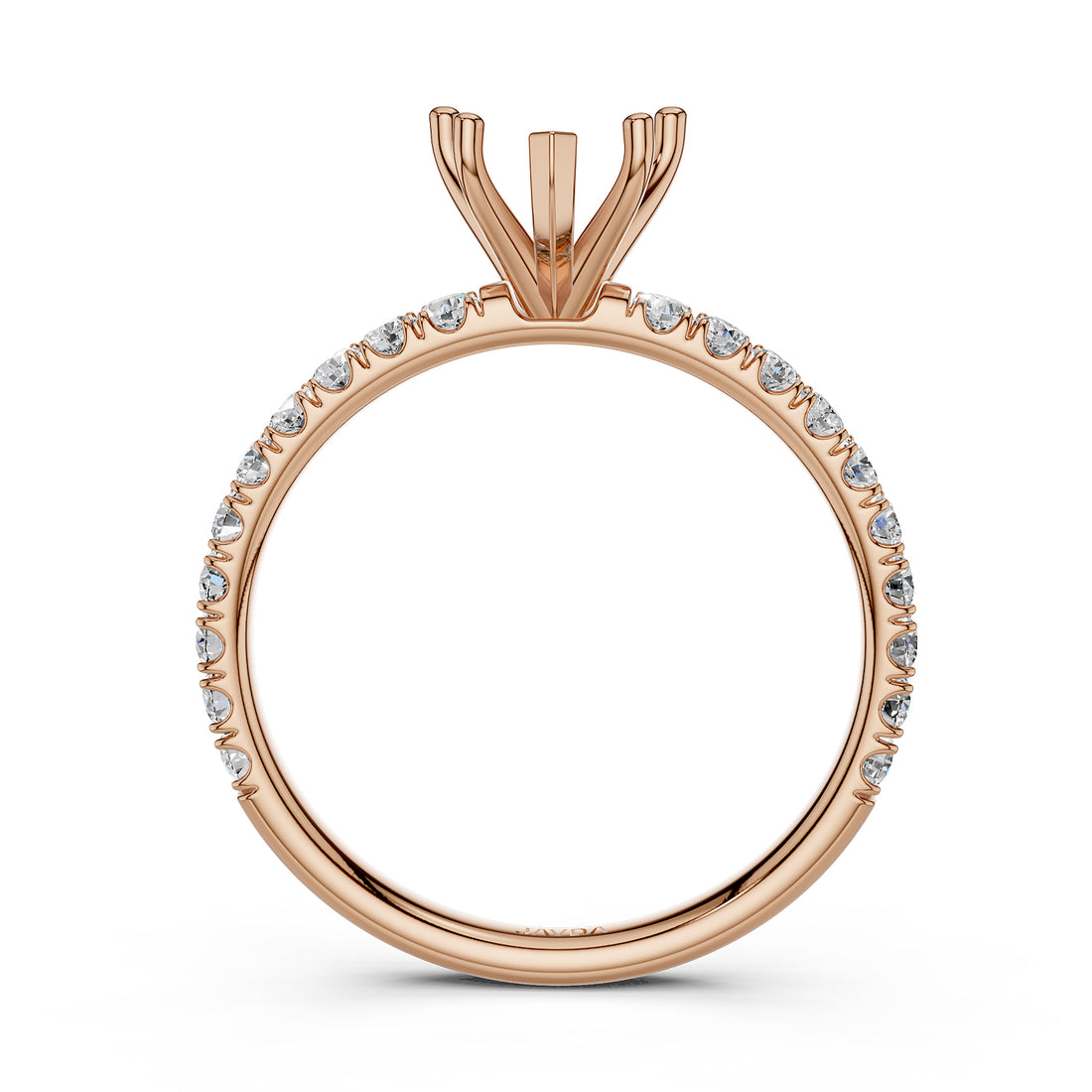 Round Lab Grown Diamond Engagement Prong Setting Ring Semi Mount 0.47 Ct.