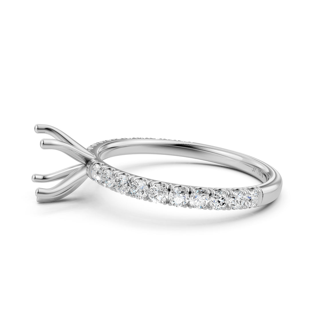 Round Lab Grown Diamond Engagement Prong Setting Ring Semi Mount 0.47 Ct.