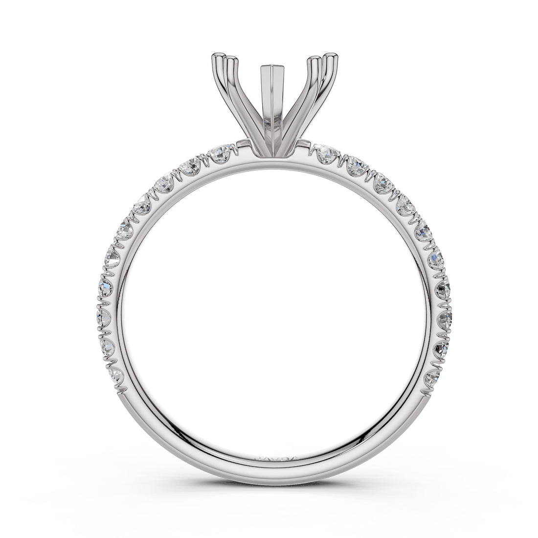 Round Lab Grown Diamond Engagement Prong Setting Ring Semi Mount 0.47 Ct.