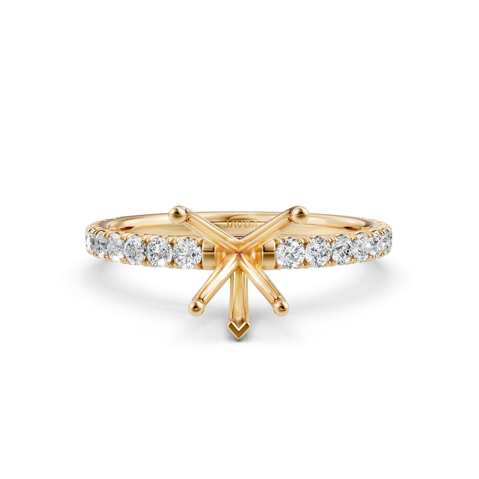 Round Lab Grown Diamond Engagement Prong Setting Ring Semi Mount 0.47 Ct.