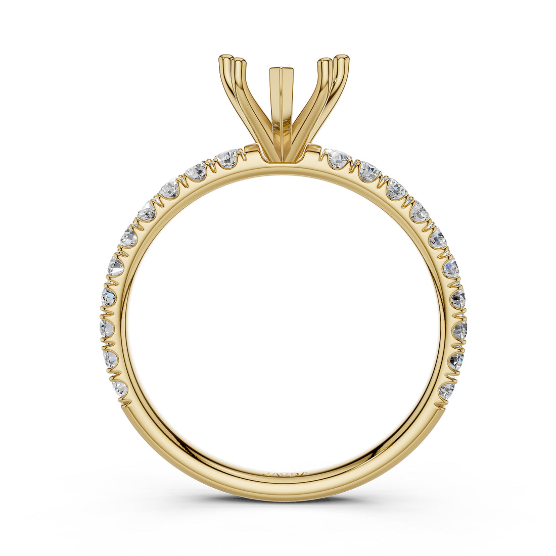 Round Lab Grown Diamond Engagement Prong Setting Ring Semi Mount 0.47 Ct.
