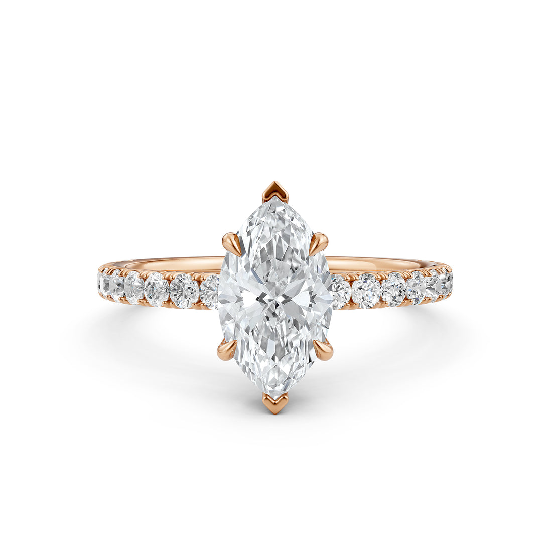Marquise Lab Grown Diamond Engagement French U Cut Pave Setting Ring
