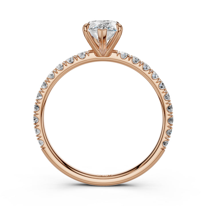 Marquise Lab Grown Diamond Engagement French U Cut Pave Setting Ring