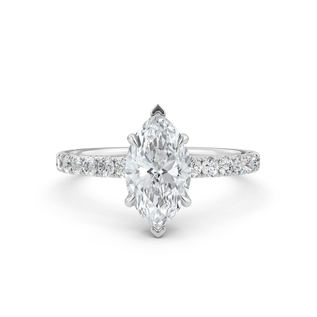 Marquise Lab Grown Diamond Engagement French U Cut Pave Setting Ring
