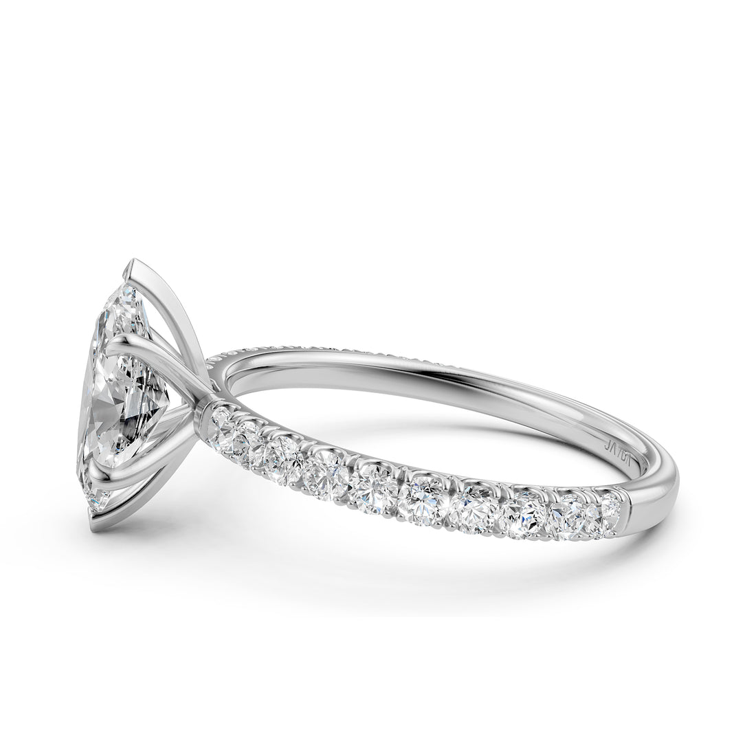 Marquise Lab Grown Diamond Engagement French U Cut Pave Setting Ring